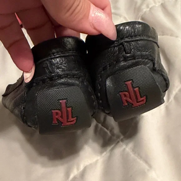 Lauren Ralph Lauren Caliana Sz 8B Flat Shoes Black Leather Driving Loafers - Picture 3 of 4